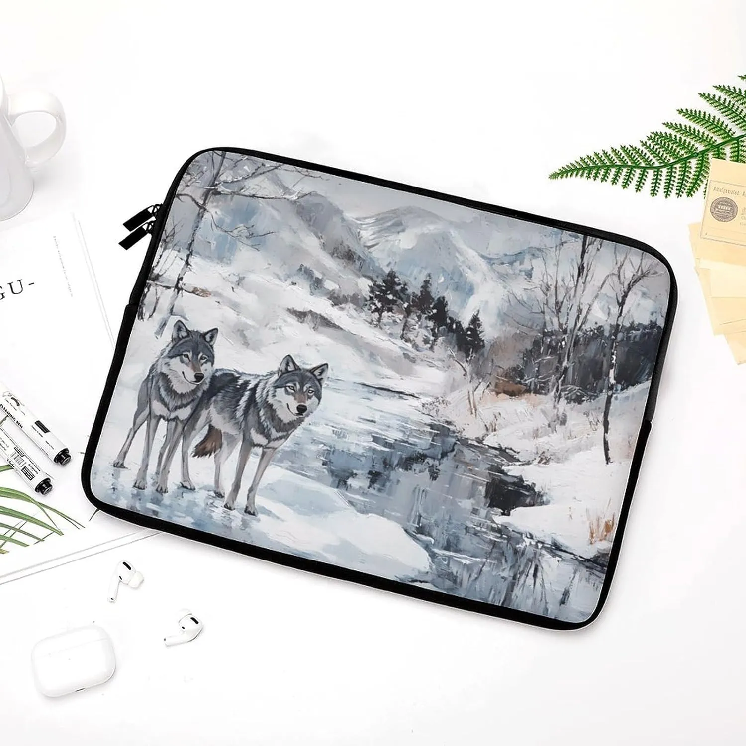 Wolf Wolves by The Stream Fashion Laptop Sleeve Bag Computer Carrying Case for Business Office Travel