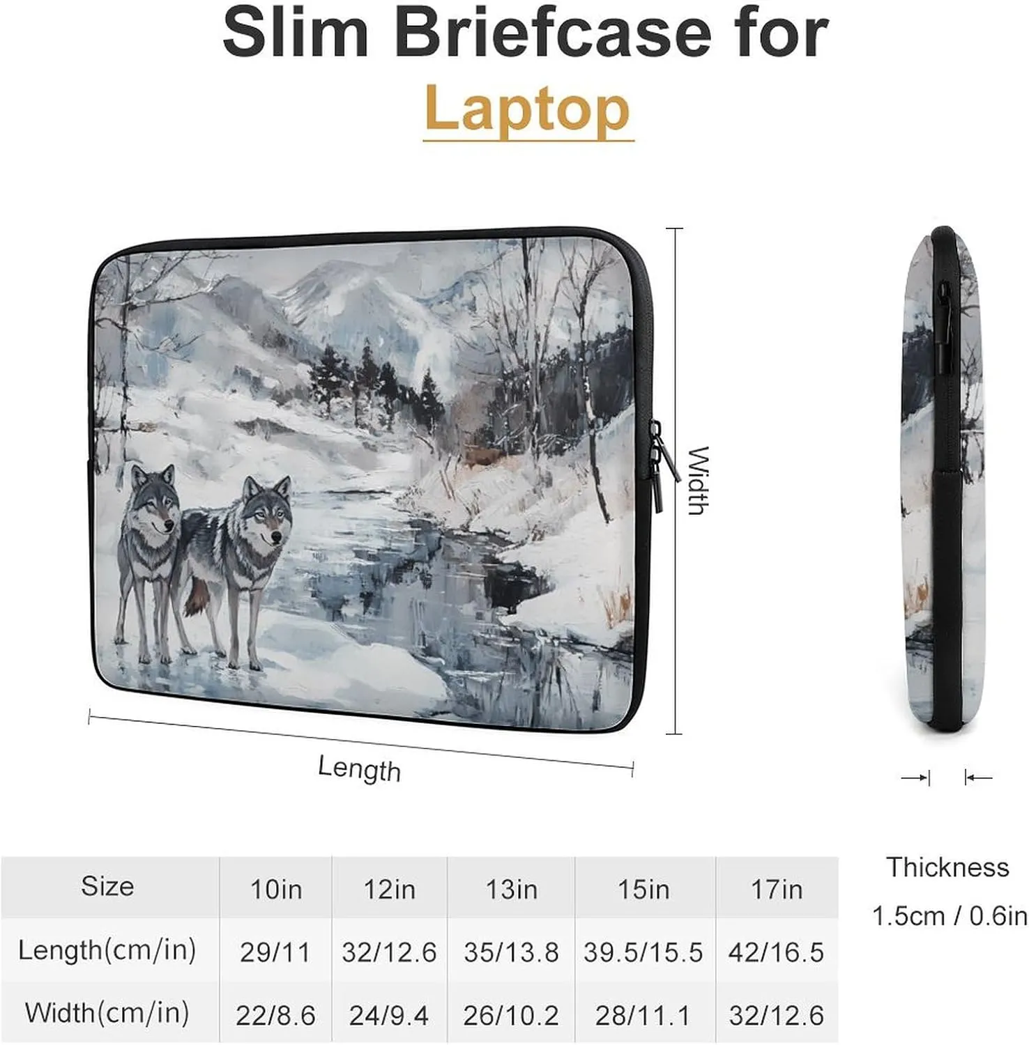 Wolf Wolves by The Stream Fashion Laptop Sleeve Bag Computer Carrying Case for Business Office Travel
