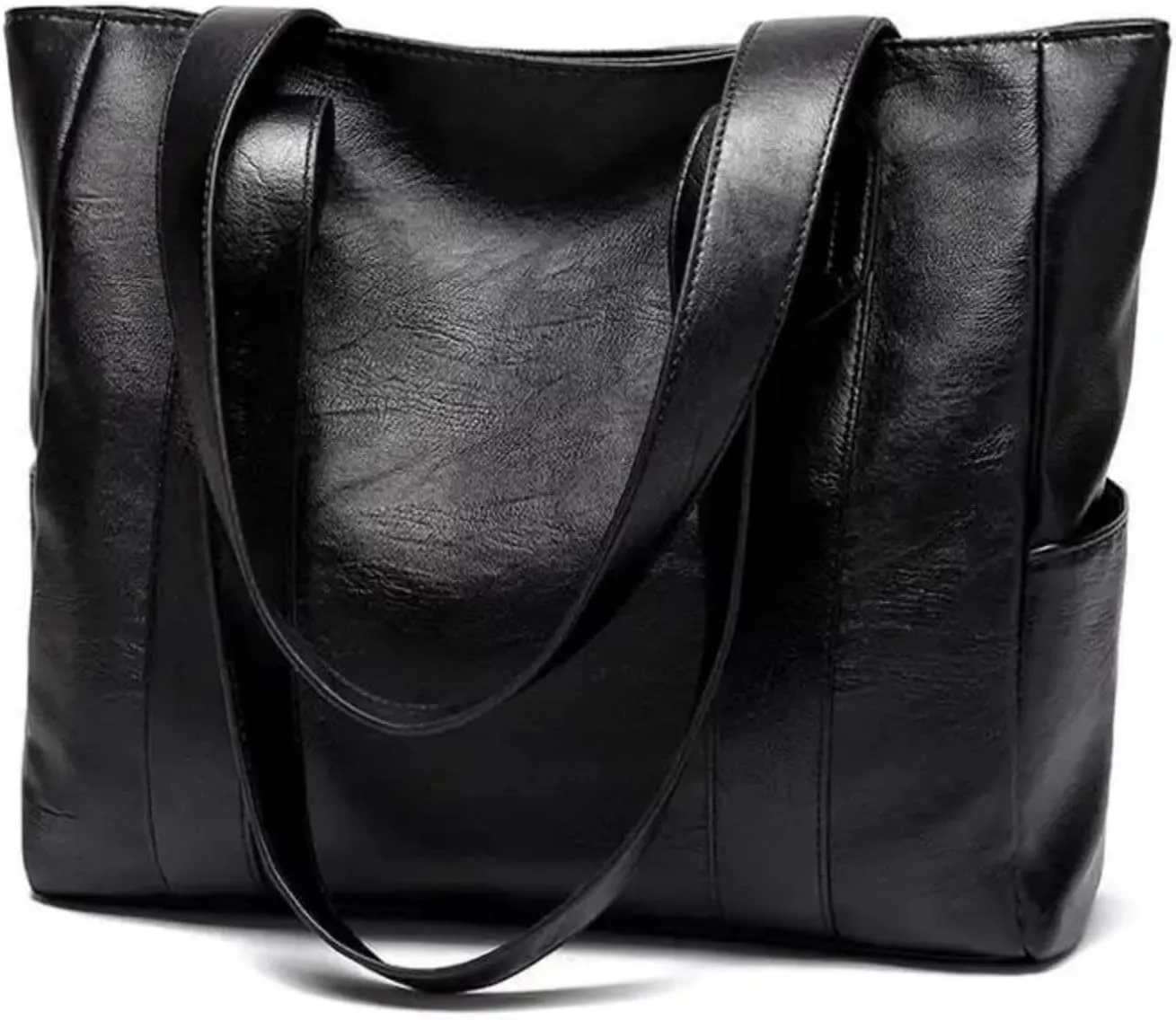 Women Bags Shoulder Simple Big Large Capacity Totes Lady Shopping Bag PU Leather Black Hand Bag