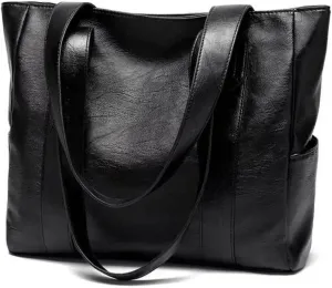 Women Bags Shoulder Simple Big Large Capacity Totes Lady Shopping Bag PU Leather Black Hand Bag