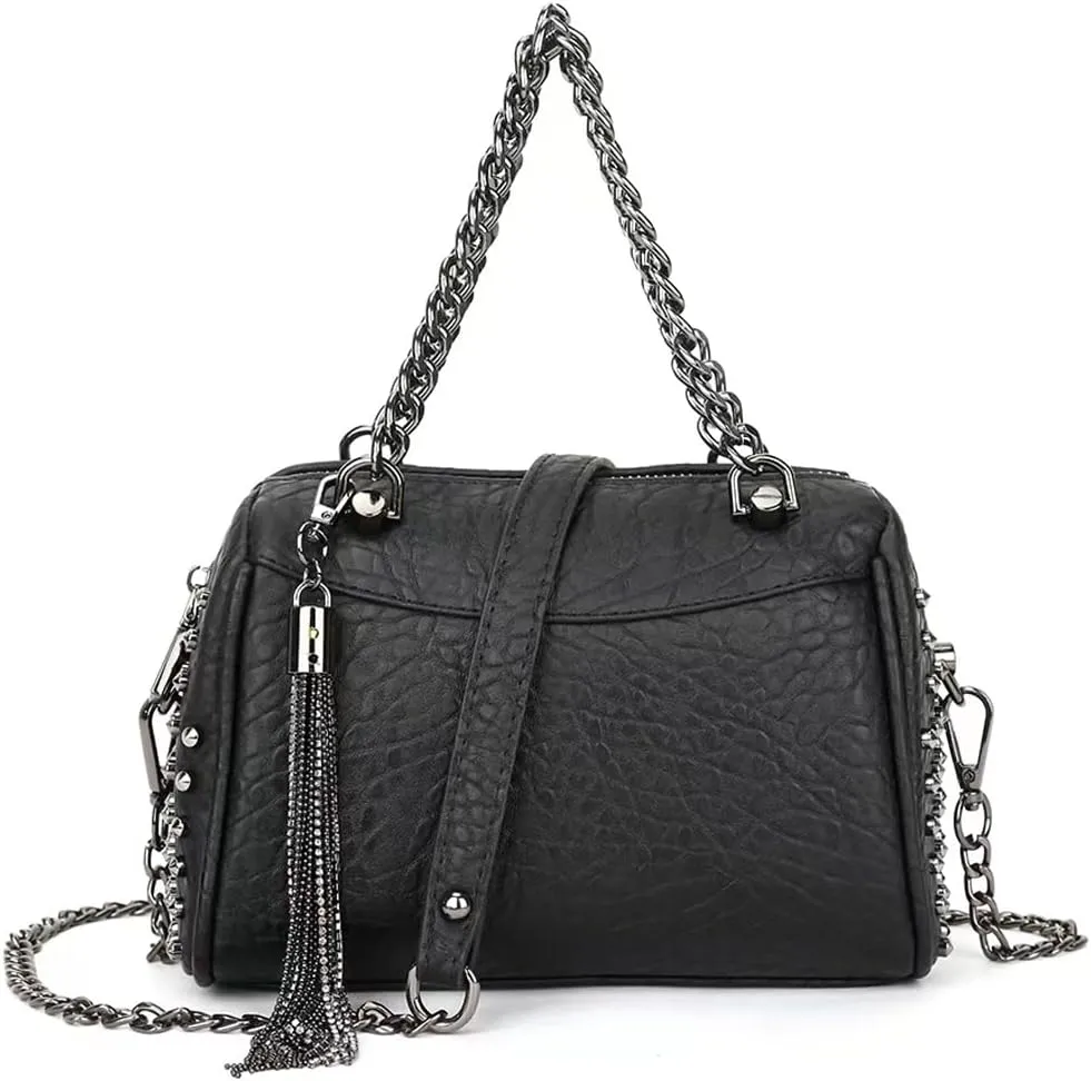 Women Chain Handbag Faux Leather Tote Bag Shoulder Bag Zip Closure Totes Large Purse Satchel-style-handbags
