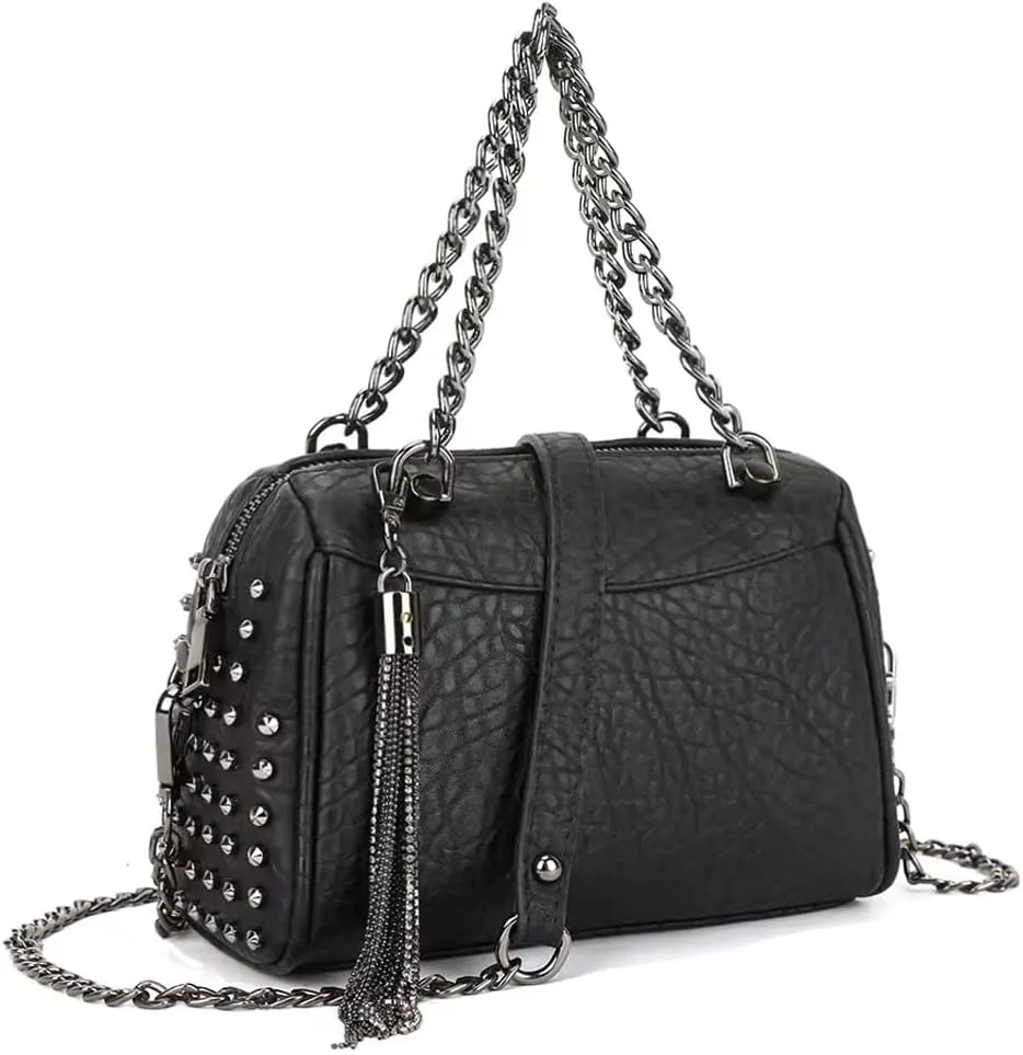 Women Chain Handbag Faux Leather Tote Bag Shoulder Bag Zip Closure Totes Large Purse Satchel-style-handbags