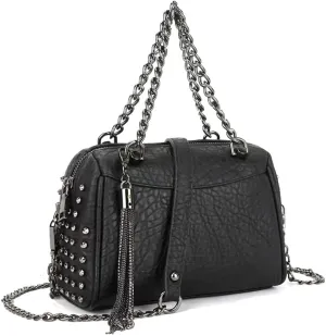Women Chain Handbag Faux Leather Tote Bag Shoulder Bag Zip Closure Totes Large Purse Satchel-style-handbags