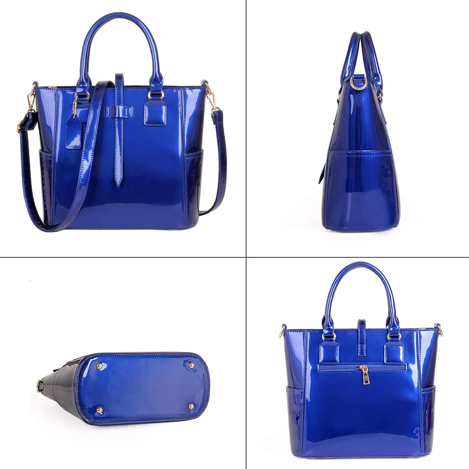 Women Fashion Handbags Patent Leather Tote Purses Shoulder Top Handle Bags 3pcs