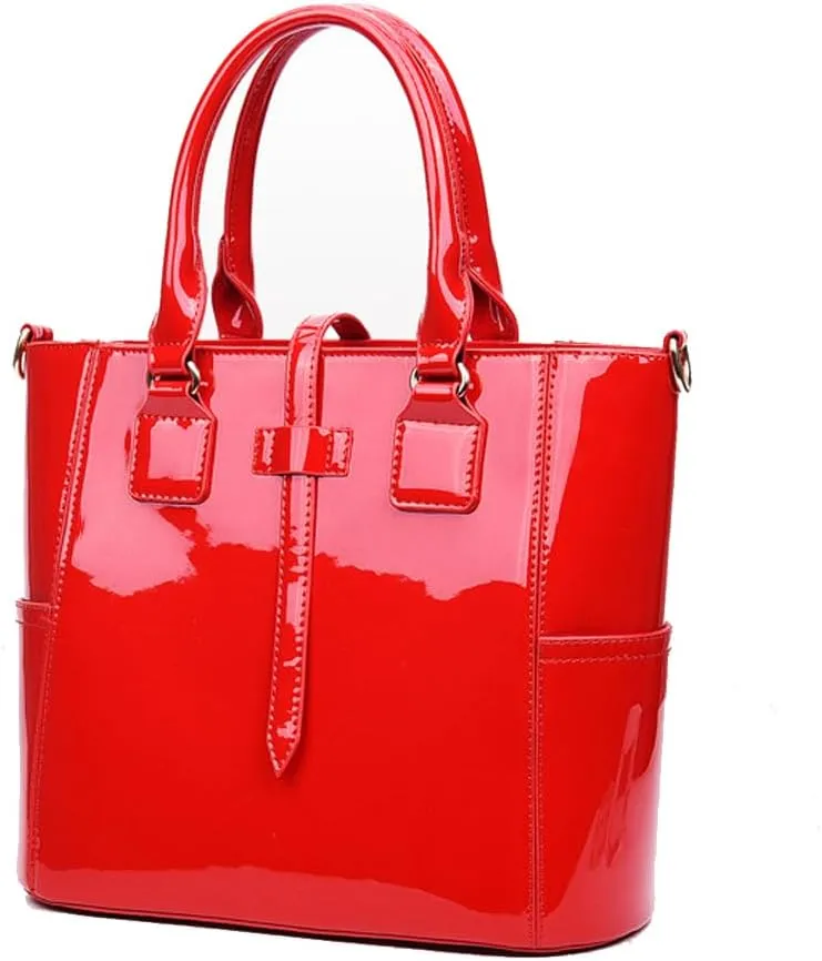 Women Fashion Handbags Patent Leather Tote Purses Shoulder Top Handle Bags 3pcs