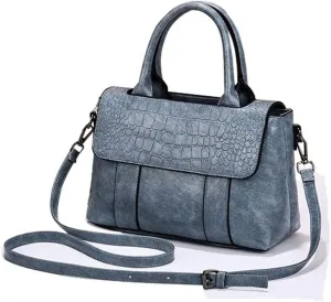 Women Handbag Faux Leather Top Handle Bag Flap Handbag Purse Totes with Detachable Long Shoulder Strap