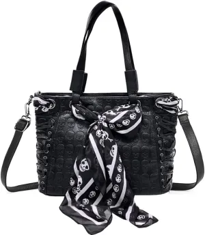 Women Handbags Purse Shoulder Bags Skull Print Leather Hobo Gothic Ladies Satchel Handbag Shoulder Totes