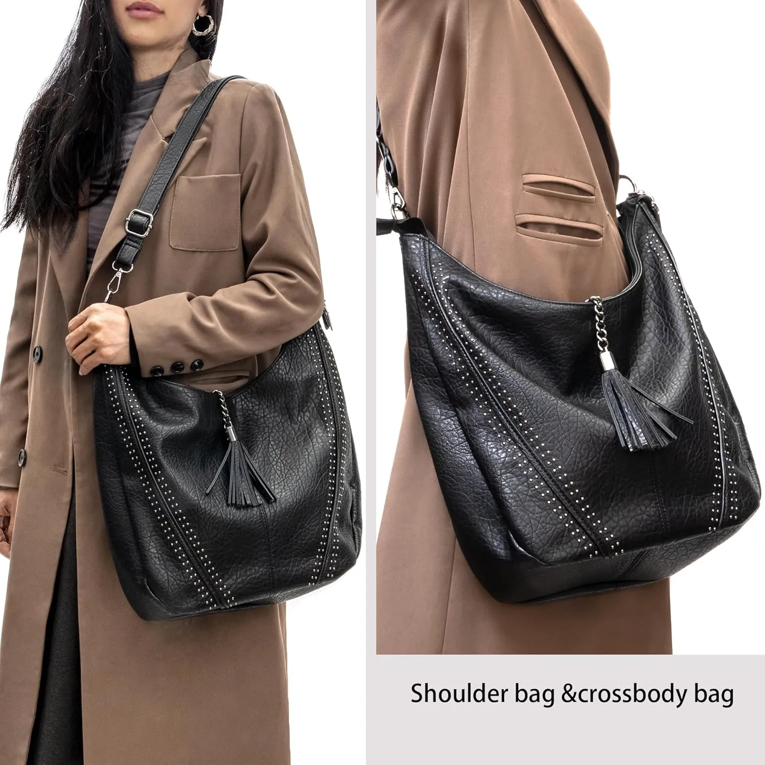 Women Hobo Bags Oversized Leather Handbags PU Crossbody Shoulder Totes Winter Stylish Purses
