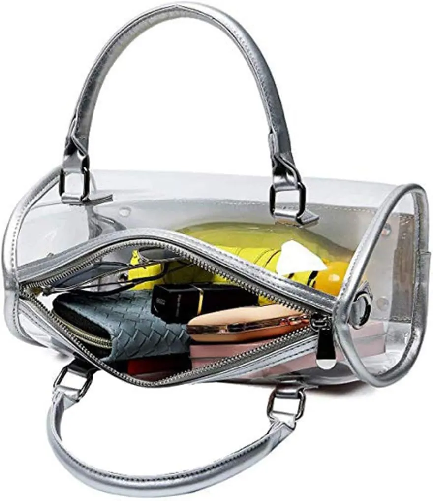 Women Purse Transparent Handbag Top Handle Shoulder Bag PVC Purse Totes Satchel