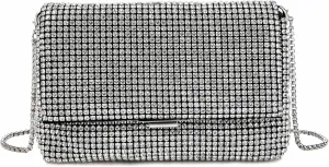 Women Rhinestone Evening Shoulder Bag WOC Crystal Clutch with Detachable Strap Sparkling Purse for Wedding Party