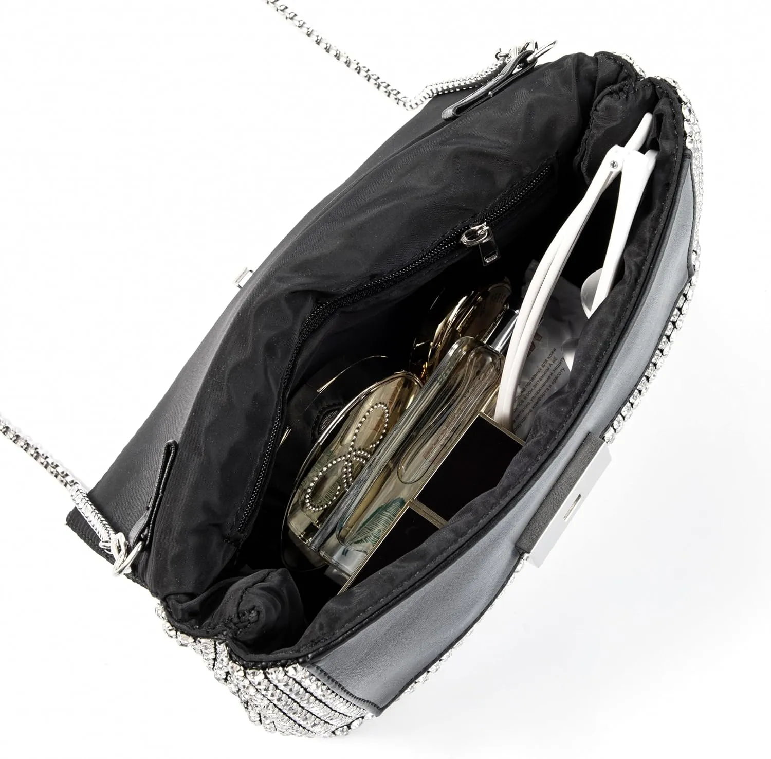Women Rhinestone Evening Shoulder Bag WOC Crystal Clutch with Detachable Strap Sparkling Purse for Wedding Party