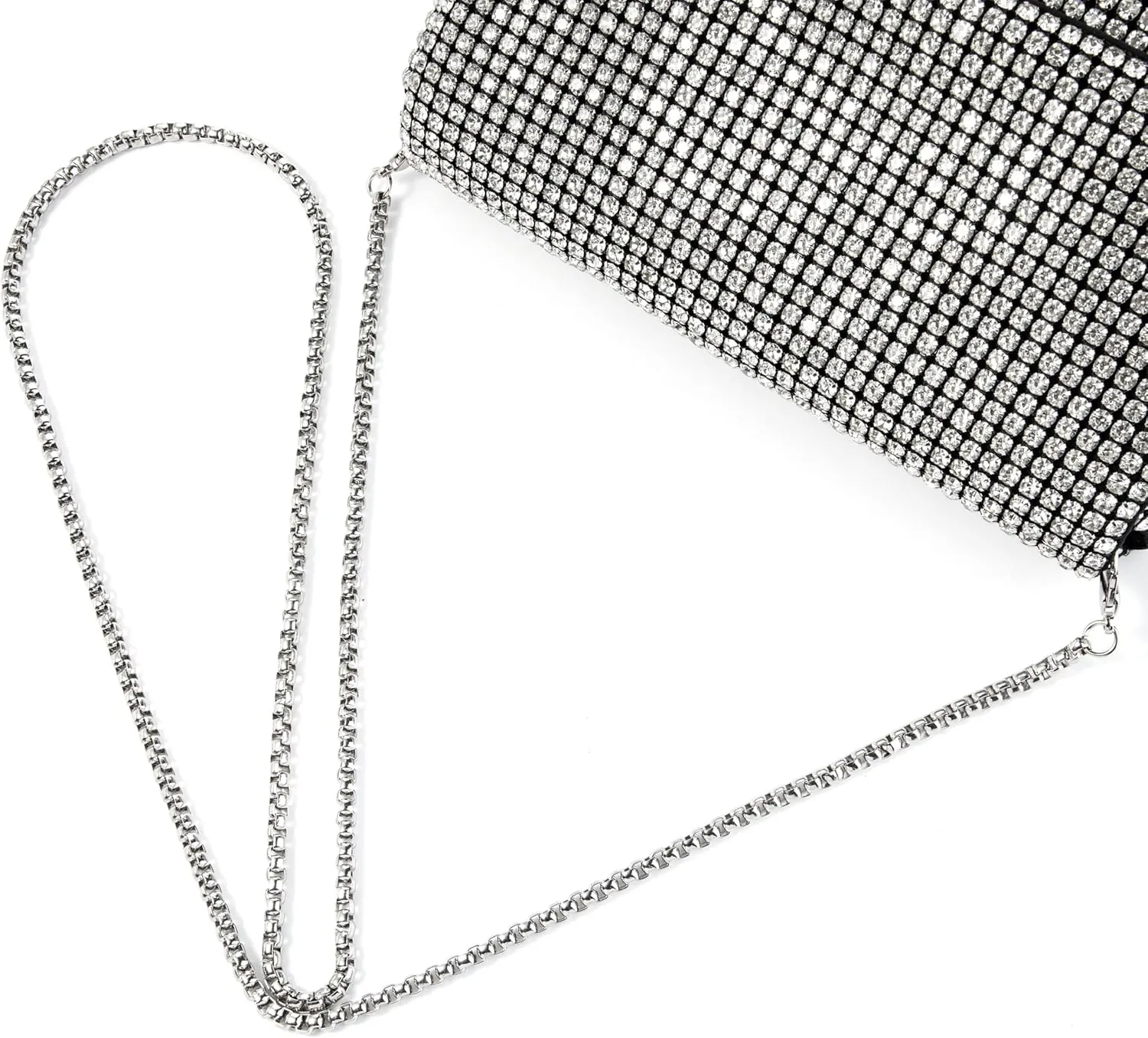 Women Rhinestone Evening Shoulder Bag WOC Crystal Clutch with Detachable Strap Sparkling Purse for Wedding Party