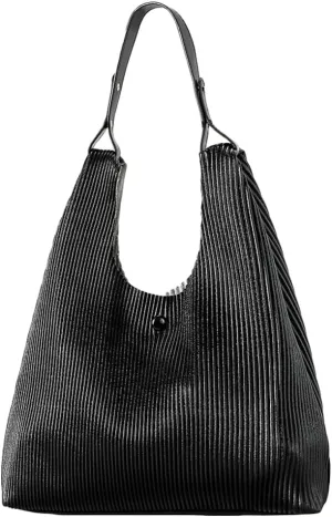 Women Soft Vegan Leather Handbags Fashion Shoulder Totes Large Bucket Purse Pleated Top Handle Satchel 2024
