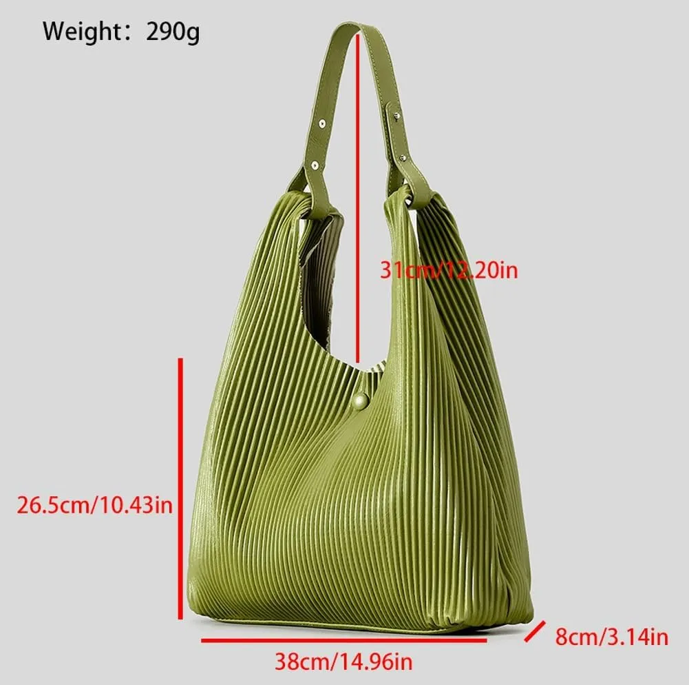 Women Soft Vegan Leather Handbags Fashion Shoulder Totes Large Bucket Purse Pleated Top Handle Satchel 2024