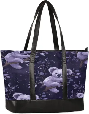 Women Tote Bag with Zipper, Shopper Handbag Travel Purse, PU Leather Laptop Tote Bags, Weekender Bags