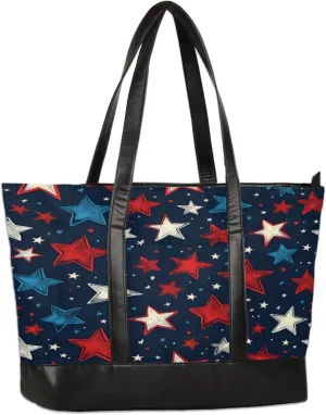 Women Tote Bag with Zipper, Shopper Handbag Travel Purse, PU Leather Laptop Tote Bags, Weekender Tote Bags