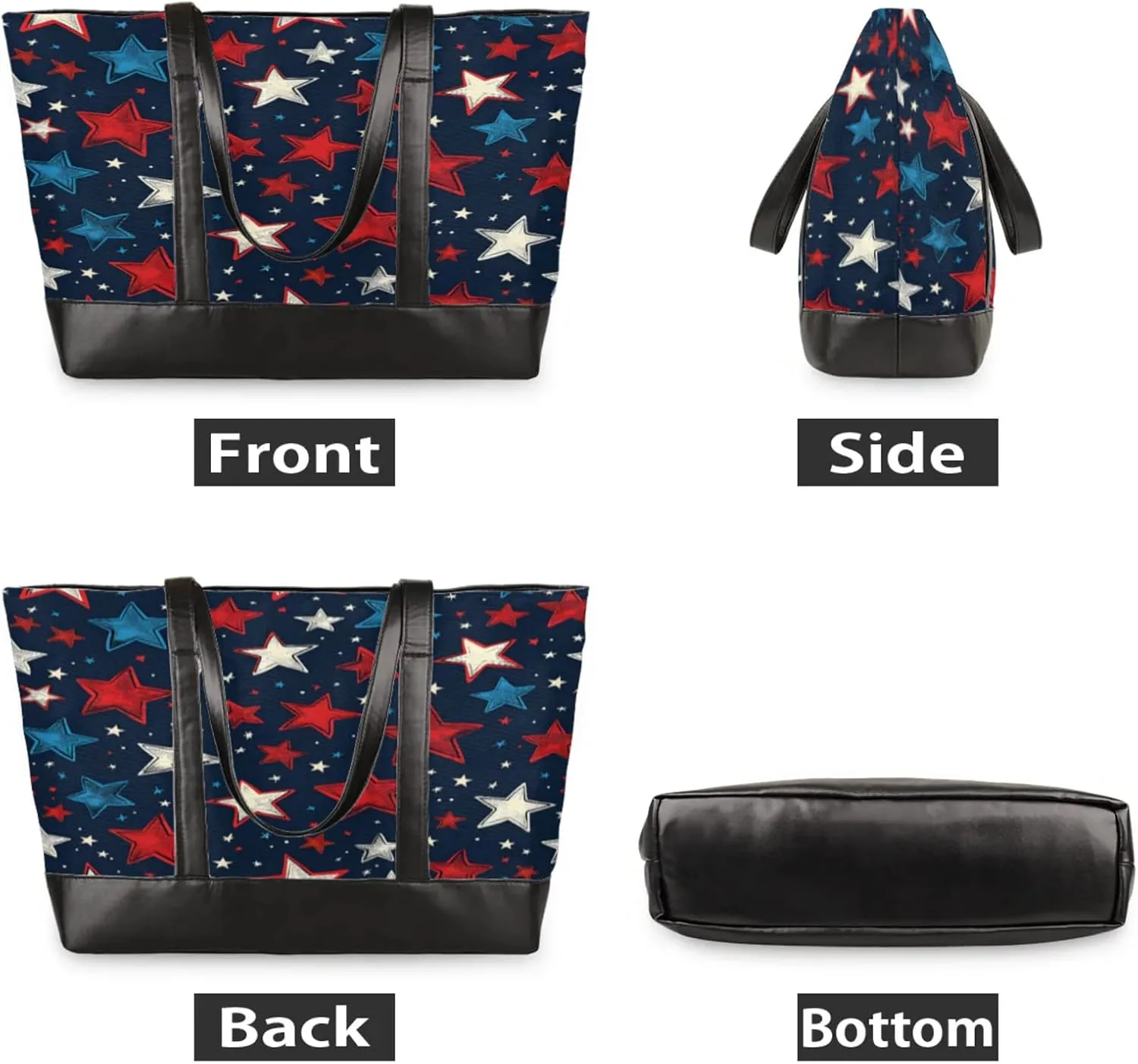 Women Tote Bag with Zipper, Shopper Handbag Travel Purse, PU Leather Laptop Tote Bags, Weekender Tote Bags
