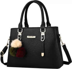 Womens Bag Elegant Casual Leather Messenger Bags Large Capacity Handbag Fashion Mens Bags Shoulder (Black, One Size)