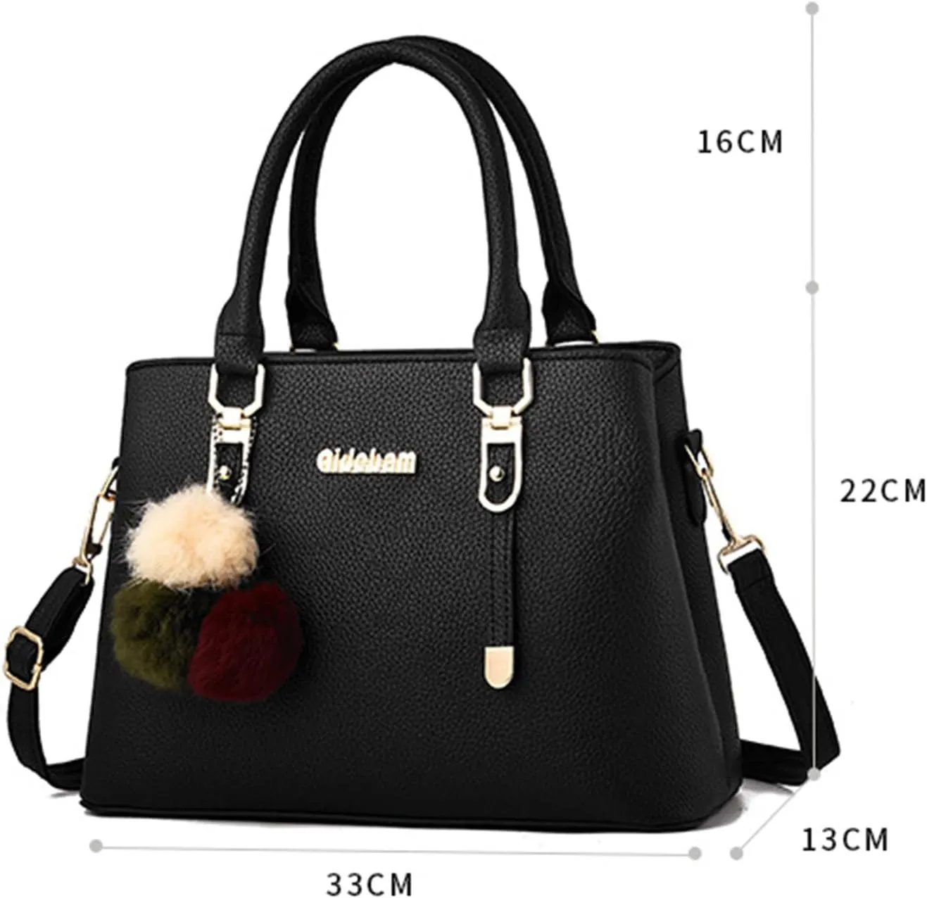 Womens Bag Elegant Casual Leather Messenger Bags Large Capacity Handbag Fashion Mens Bags Shoulder (Black, One Size)