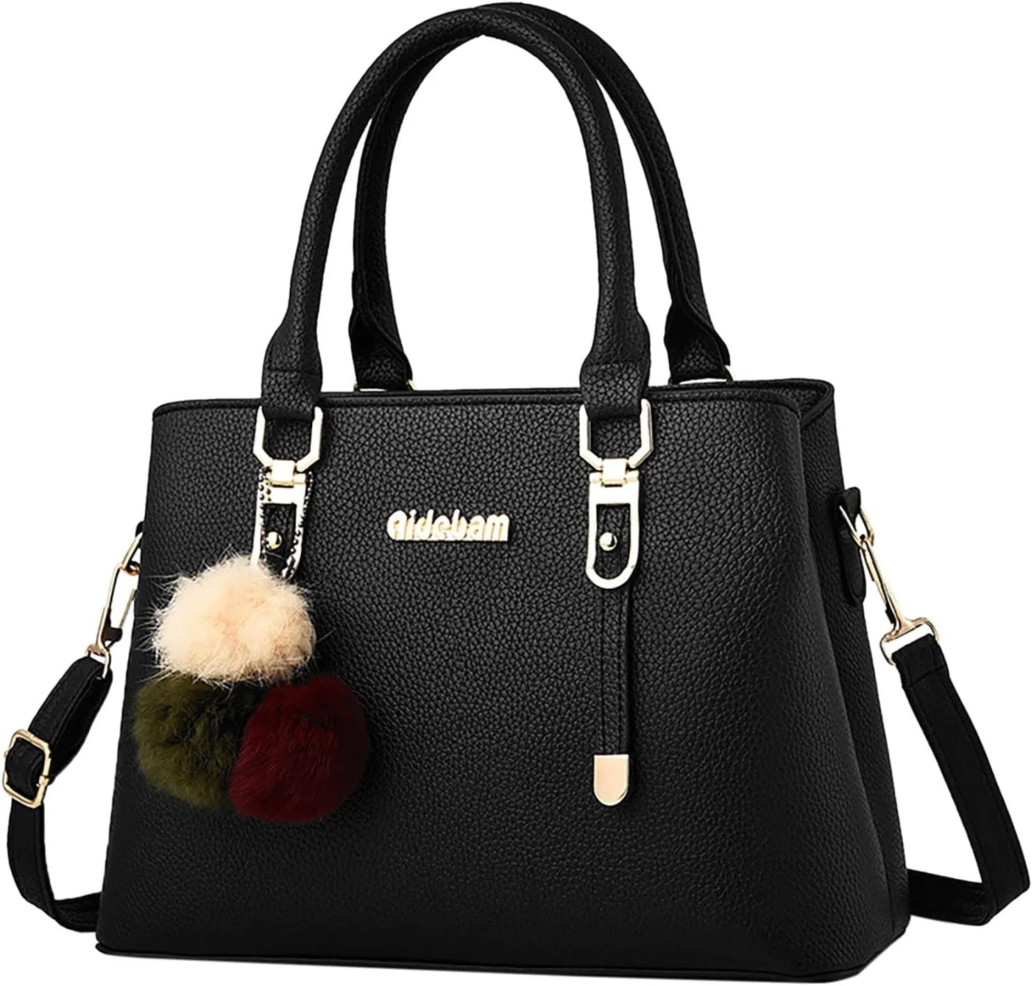 Womens Bag Elegant Casual Leather Messenger Bags Large Capacity Handbag Fashion Mens Bags Shoulder (Black, One Size)