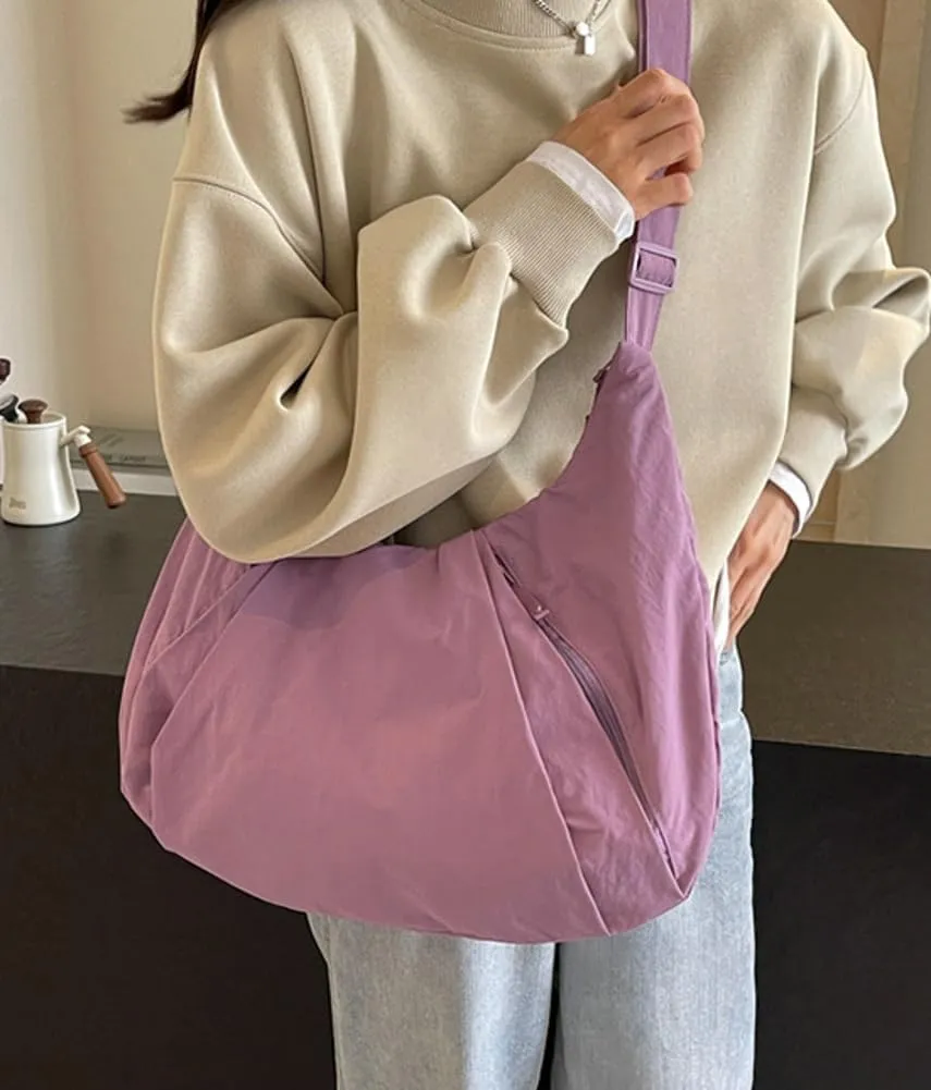Womens Casual Nylon Shoulder Bag Large Canvas Crossbody Bag Totes Dumpling Handbag Top Handle Purse Work