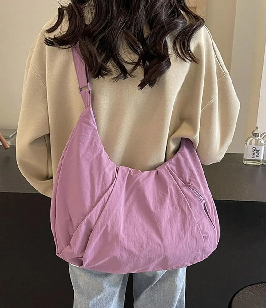 Womens Casual Nylon Shoulder Bag Large Canvas Crossbody Bag Totes Dumpling Handbag Top Handle Purse Work