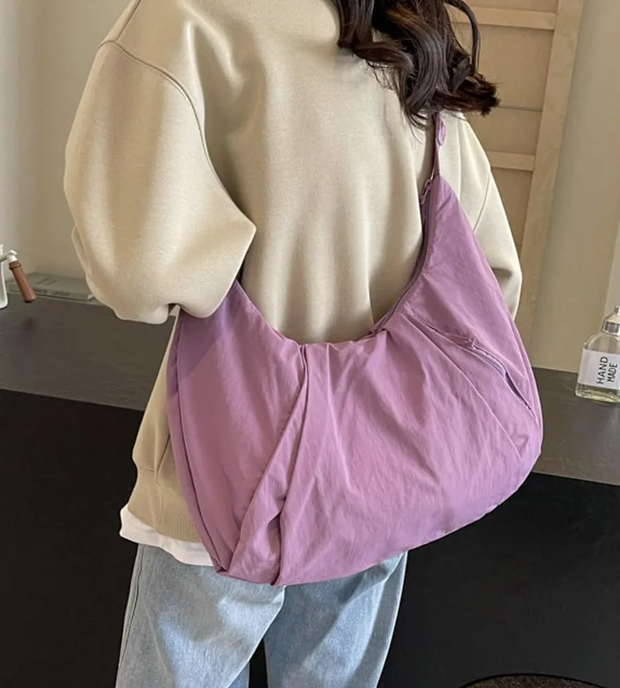 Womens Casual Nylon Shoulder Bag Large Canvas Crossbody Bag Totes Dumpling Handbag Top Handle Purse Work