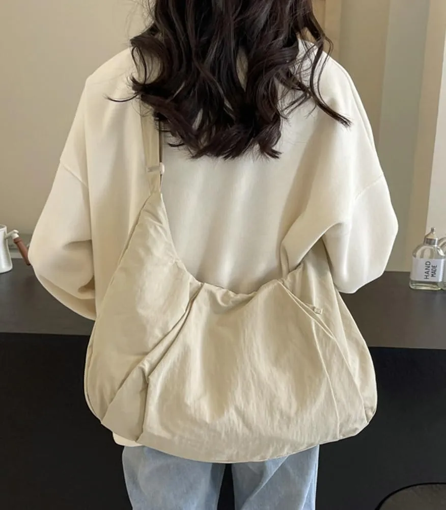 Womens Casual Nylon Shoulder Bag Large Canvas Crossbody Bag Totes Dumpling Handbag Top Handle Purse Work