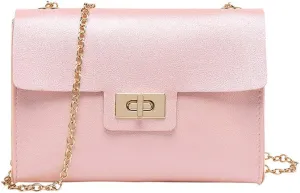 Women'S Crossbody Bag Chain PU Leather Shoulder Bag With Twist Lock Flap Casual Messenger Bags