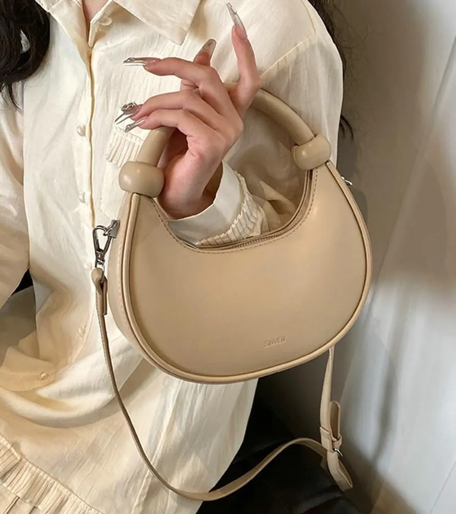 Women's Cute Y2k Style Crescent Shoulder & Crossbody Dumpling Totes Handbag Vegan Leather Clutch Satchel