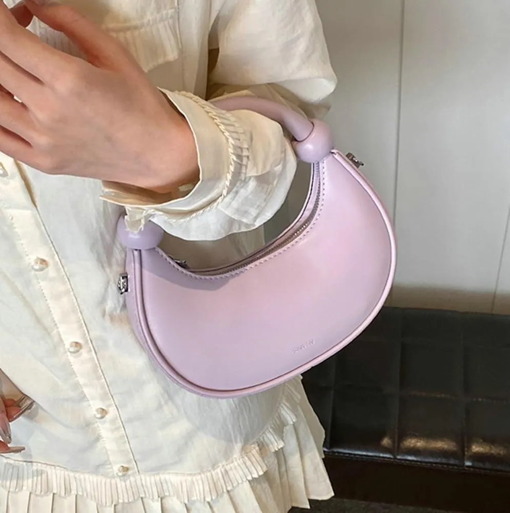 Women's Cute Y2k Style Crescent Shoulder & Crossbody Dumpling Totes Handbag Vegan Leather Clutch Satchel