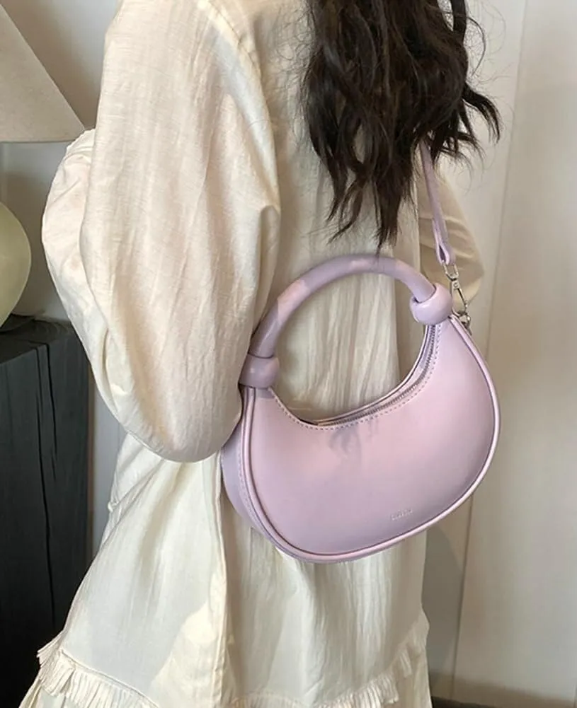 Women's Cute Y2k Style Crescent Shoulder & Crossbody Dumpling Totes Handbag Vegan Leather Clutch Satchel