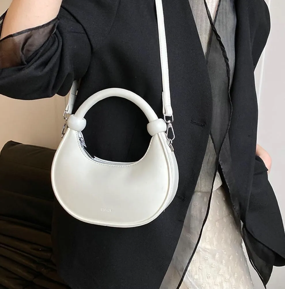 Women's Cute Y2k Style Crescent Shoulder & Crossbody Dumpling Totes Handbag Vegan Leather Clutch Satchel