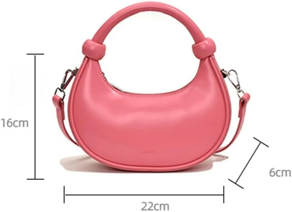 Women's Cute Y2k Style Crescent Shoulder & Crossbody Dumpling Totes Handbag Vegan Leather Clutch Satchel
