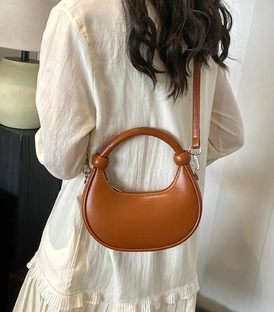 Women's Cute Y2k Style Crescent Shoulder & Crossbody Dumpling Totes Handbag Vegan Leather Clutch Satchel