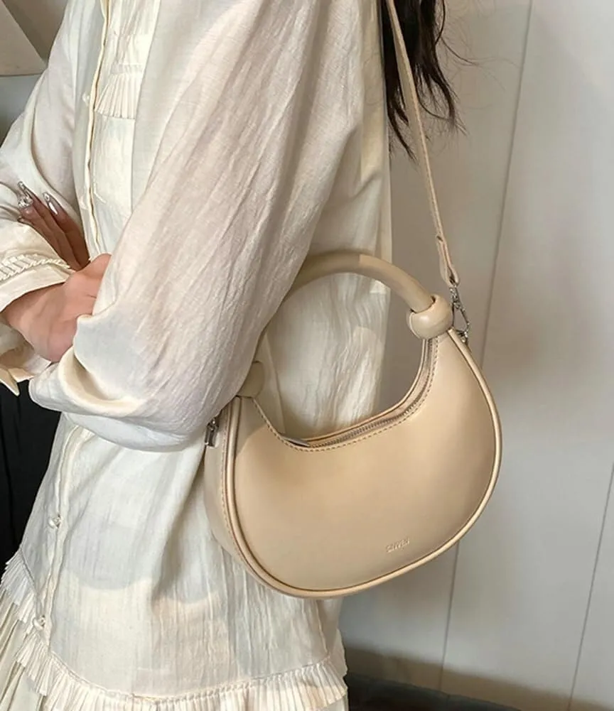Women's Cute Y2k Style Crescent Shoulder & Crossbody Dumpling Totes Handbag Vegan Leather Clutch Satchel
