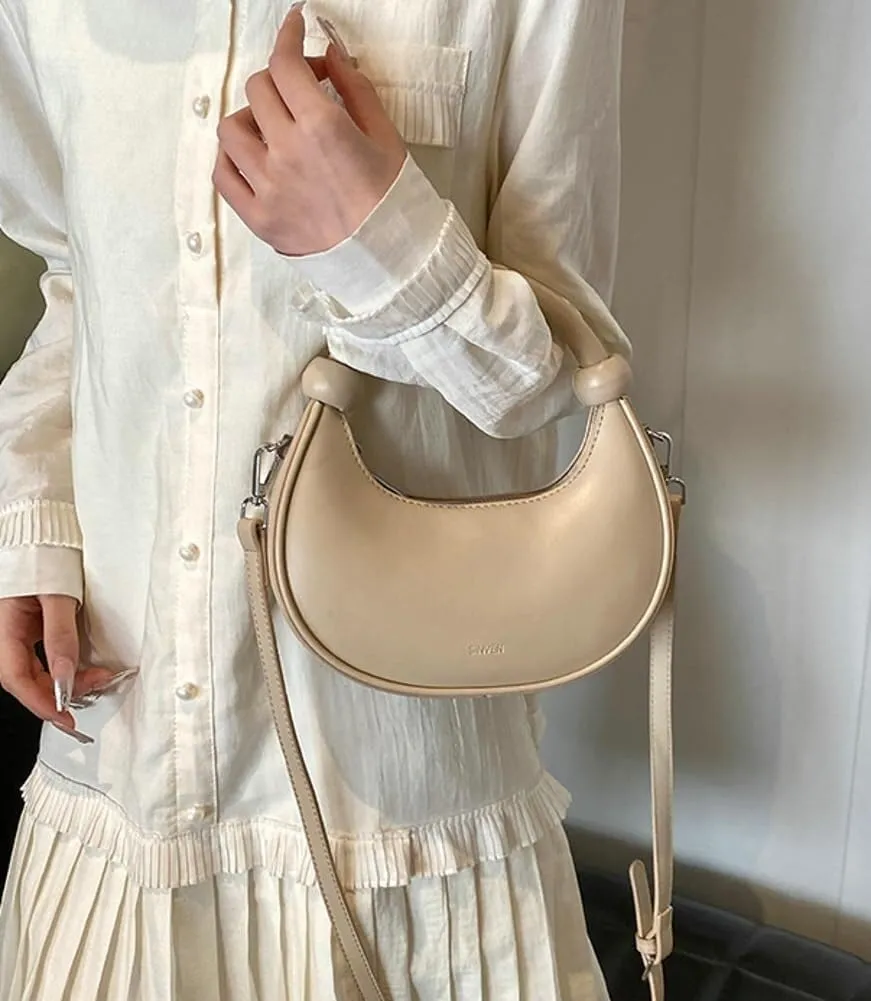 Women's Cute Y2k Style Crescent Shoulder & Crossbody Dumpling Totes Handbag Vegan Leather Clutch Satchel