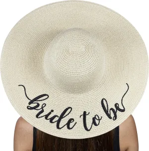Womens Embroidered Straw Sun Hat Bridal Shower Gift Bachelorette Honeymoon