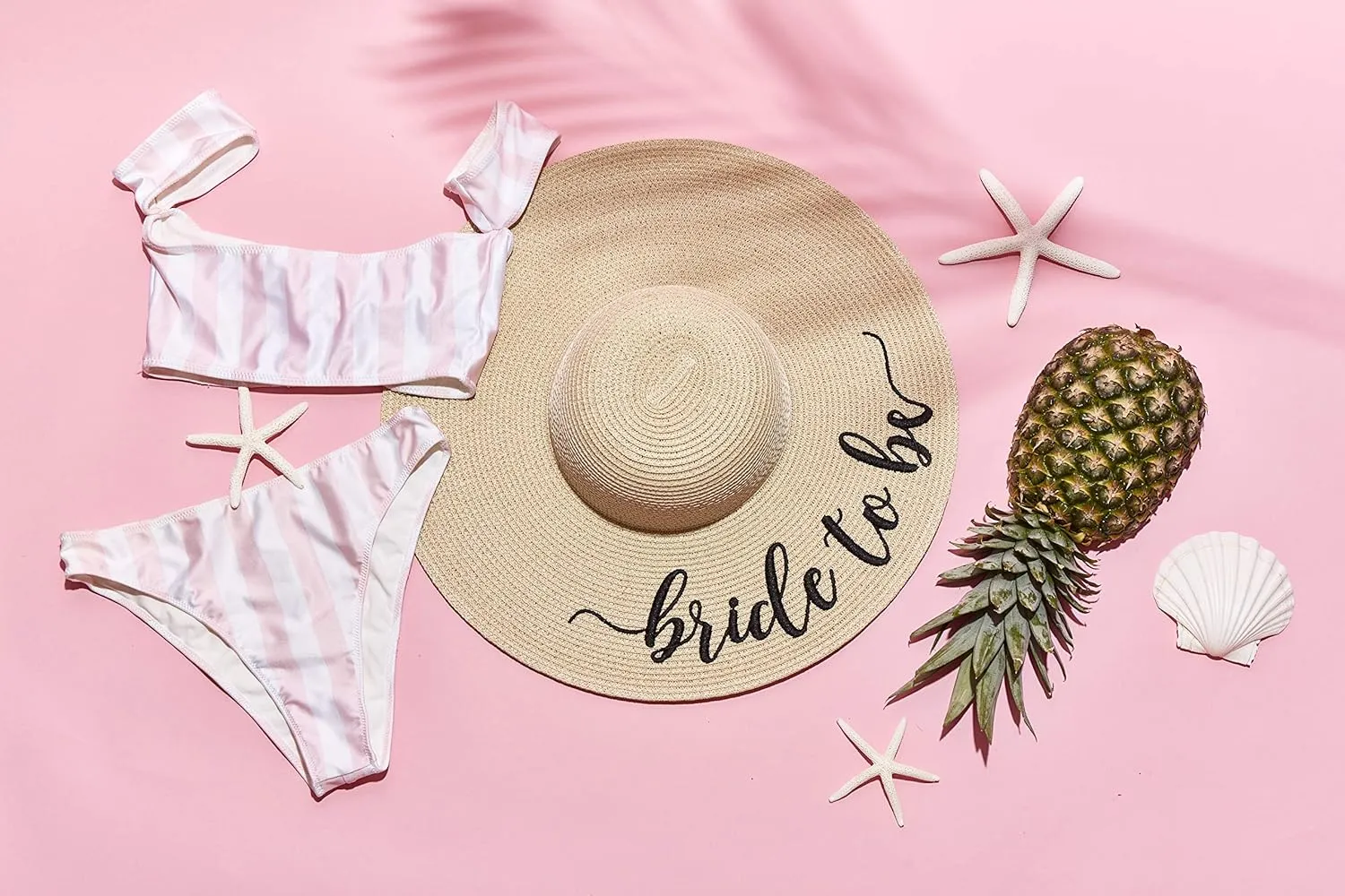Womens Embroidered Straw Sun Hat Bridal Shower Gift Bachelorette Honeymoon