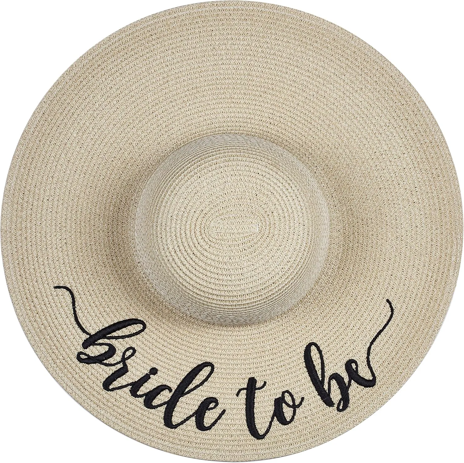 Womens Embroidered Straw Sun Hat Bridal Shower Gift Bachelorette Honeymoon