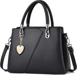 Womens Leather Handbags Purse Top-handle Bags Contrast Color Stitching Totes Satchel Shoulder Bag for Ladies