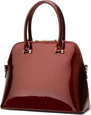 Women's Patent Leather Totes Elegant Handbag Evening Bag Top Handle Purse Shell Bag Church Purse