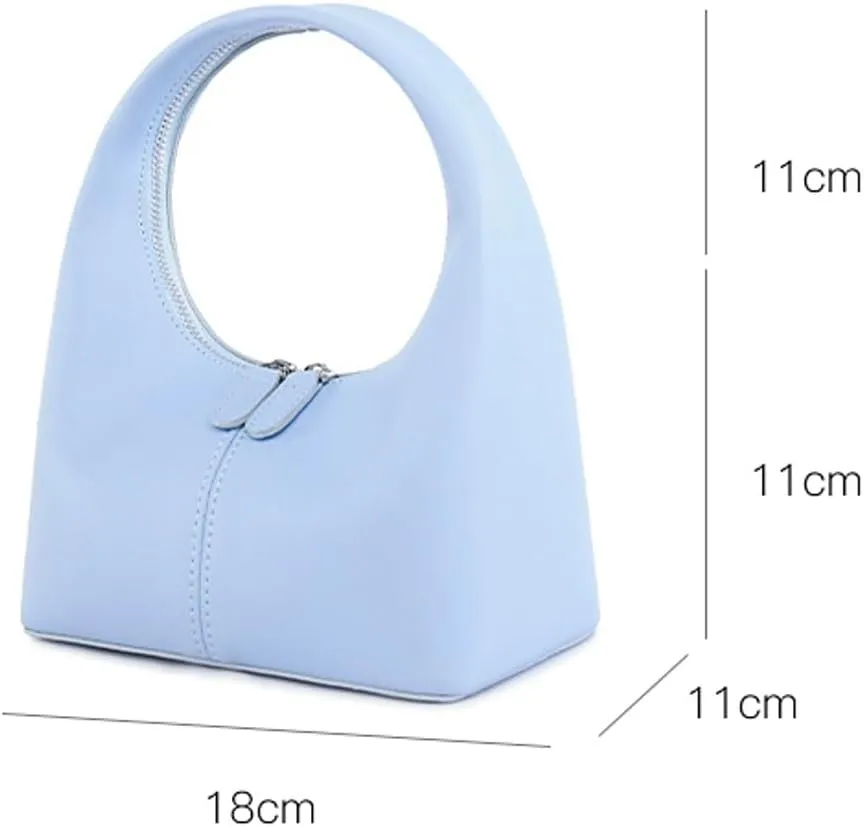 Women's PU Leather Mini Top Handbag Dumpling Clutch Small Solid Color Totes Trendy Zipper Purse Y2k Satchel