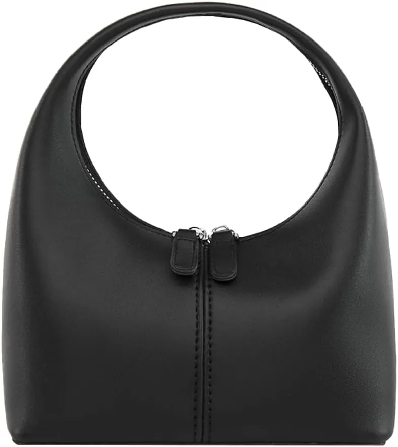 Women's PU Leather Mini Top Handbag Dumpling Clutch Small Solid Color Totes Trendy Zipper Purse Y2k Satchel