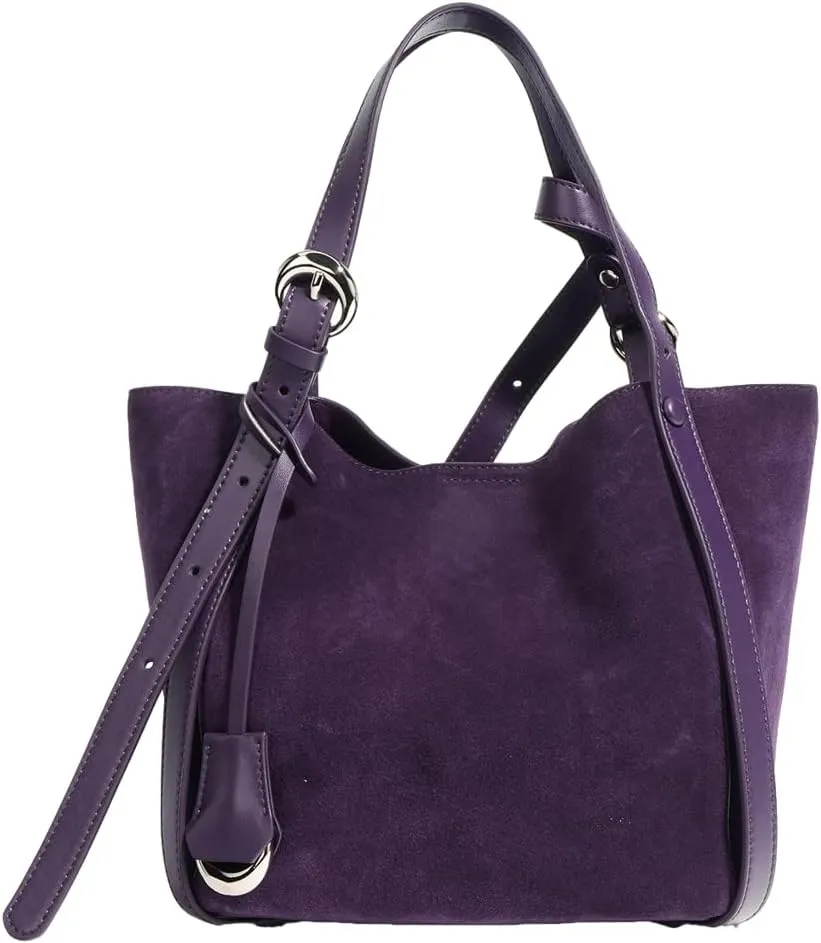 Womens Slouchy Genuine Leather Shoulder Bag Large Bucket Tote Purse Handbag Soft Nubuck Cowhide Satchels 2pcs