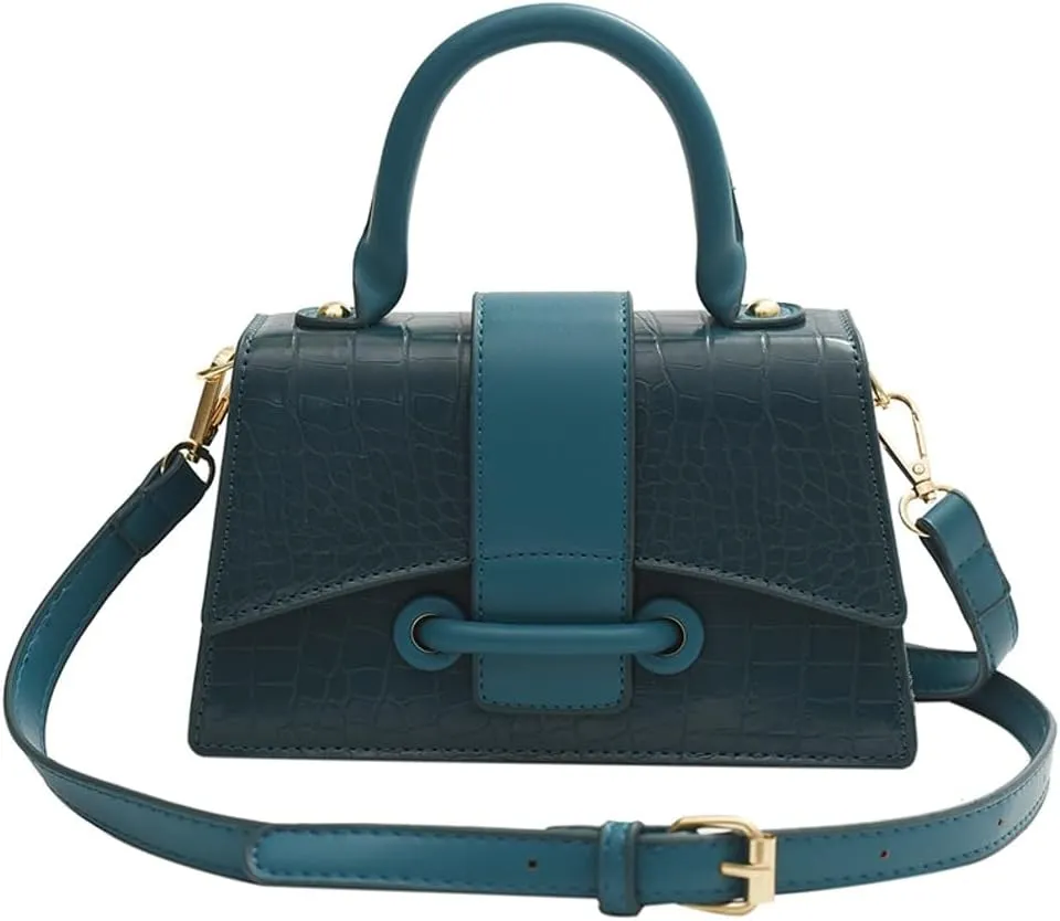 Womens Trendy Shoulder Crossbody Bags Y2k Small Square Totes PU Leather Purse Handbag Retro Crocodile Satchel Clutch