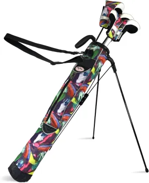 Women's Ultralight Sunday Golf Bag | Taboo Fashions Stand Bag | Range Bag, Par 3, Executive Course | Self Flexing Stand, Adjustable Strap (Floral)
