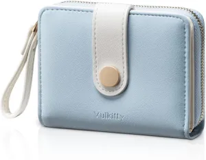 Women's Wallet Slim Leather Bifold Card Wallet for Women Small Compact Women's Purse Credit Card Holder with ID Window, Coins Zipper Pocket and Lanyard