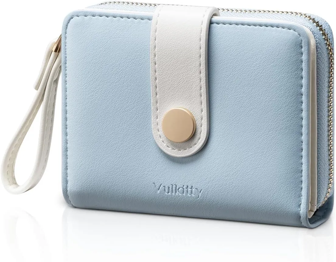 Women's Wallet Slim Leather Bifold Card Wallet for Women Small Compact Women's Purse Credit Card Holder with ID Window, Coins Zipper Pocket and Lanyard
