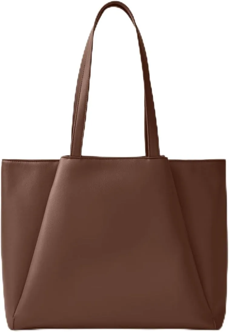 Work Tote Bags for Women 15.6 Inch - Laptop Tote Bag with Zip Compartments - Large PU Leather Office Purse Computer Briefcase